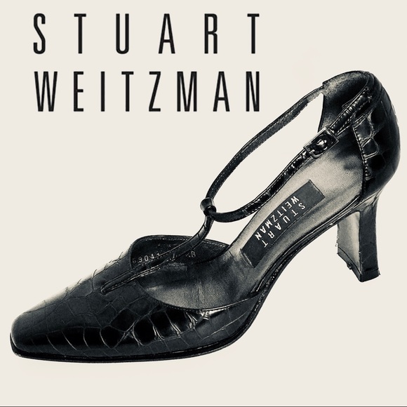 🎉Vintage, Stunning Stuart Weitzman Black Leather Ankle Strappy Heels - Picture 3 of 8